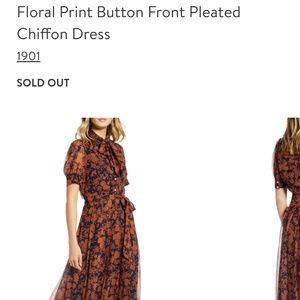 ISO 1901 Floral Button Front Pleated Dress